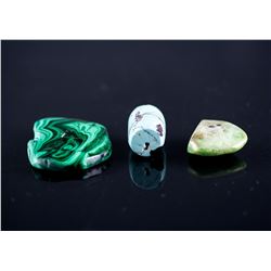 3 Assorted Chinese Turquoise & Malachite Pendant