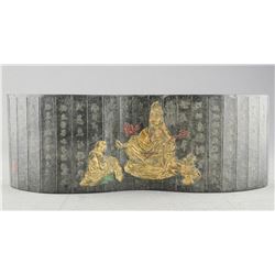 19th Century Chinese Gilt Ink Stone Guanyin