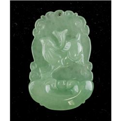 Burma Green Jadeite Carved Ruyi Pendant