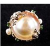 Image 1 : One Silver Mabe Pearl and Alexandrites Ring