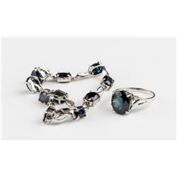 Set of 18k Gold Sapphire Ring & Bracelet