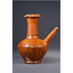 Chinese Qing Period Orange Glazed Water Pot