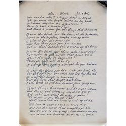 Johnny Cash Autographed Lyrics JSA Letter