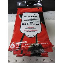 6 packs of 6 super sized BBQ Grill Wipes / cleans grills,hoods,utensils & more