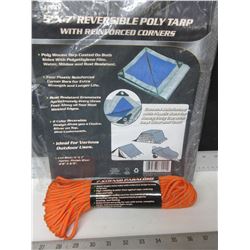 New 5 x 7ft Poly Tarp & 100ft  7 Strand Paracord 550lb