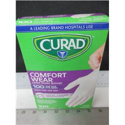New box of 100 Curad Latex Exam Gloves / Powder free one size fits most