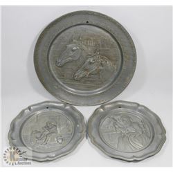 LOT OF 3 METAL VINTAGE PLATES