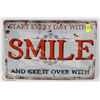 Image 1 : NEW! 8" X 12" SMILE METAL SIGN