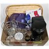 Image 1 : BOX W/HOUSEHOLD ITEMS INCL. 2 WICKER