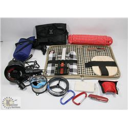 OUTDOOR & CAMPING LOT: INCLUDES ROPE CUTLERY SET