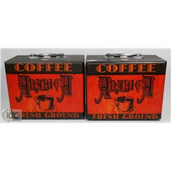 LOT OF 2 ARABICA COFFEE BOXES WITH HANDLES