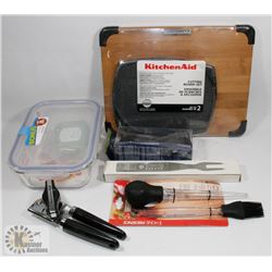 BOX W/NEW KITCHEN ITEMS INCL. KITCHENAID