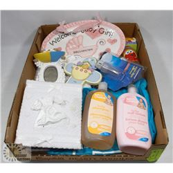 BOX W/BABY ITEMS INCL. NIGHT LIGHT,
