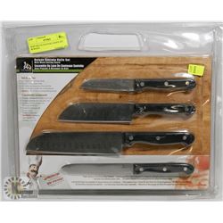 NEW DELUXE SANTOKU KNIFE SET W/WOOD