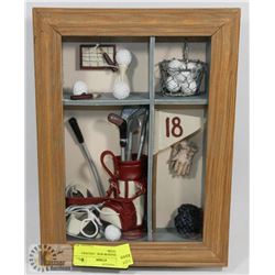 WOOD SHADOW BOX - GOLFER'S WALL DECOR -