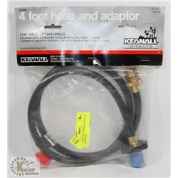 NEW KEANALL 4' HOSE & ADAPTOR TABLETOP GAS