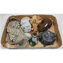 FLAT OF OUTDOOR DECOR AND CANDLE HOLDERS