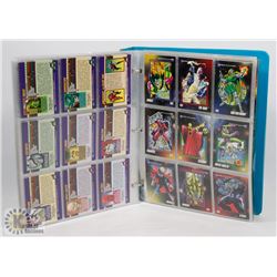 BINDER WITH 315 MARVEL TRADING CARDS.