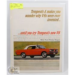PONTIAC TEMPEST ORIGINAL ADVERTISING.