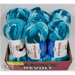6 BALLS SWANK ACRYLIC/WOOL YARN - BLUE.