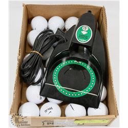 GREEN ARROW ELECTRIC PUTTING CUP & FLAT OF BALLS