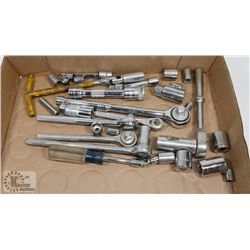 FLAT OF ASSORTED SOCKETS & RATCHETS (SAE & METRIC)
