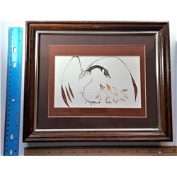 16)  FRAMED, DOUBLE MATTED UNDER GLASS