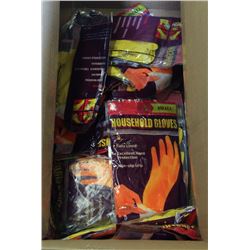 BOX OF HOUSEHOLD GLOVES SIZE SMALL.