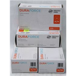 4 BOXES OF DURAFORCE MEDIUM SIZE GLOVES.
