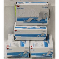 4 PACKS OF 12 3M MICROPORE SURGICAL TAPE
