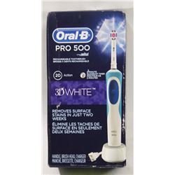 ORAL B PRO 5003D WHITE RECHARGEABLE TOOTHBRUSH