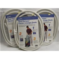 LOT OF 3 OVAL HAMPERS WITH MESH REMOVABLE BAG