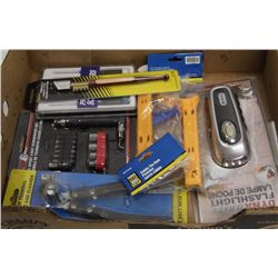 ASSORTED TOOL LOT: INCLUDES CABLE TIE GUN, GLASS
