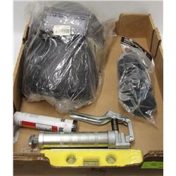 FLAT WITH WELDING HELMET, GOGGLES AND MORE