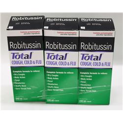 LOT OF 3 ROBITUSSIN 240ML TOTAL COUGH, COLD & FLU