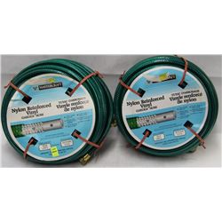 PAIR OF 50FT NYLON REINFORCED GARDEN HOSE