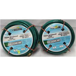 PAIR OF 50FT NYLON REINFORCED GARDEN HOSE