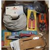 FLAT OF ASSORTED TOOLS INCL PLIERS, VOLTAGE TESTER