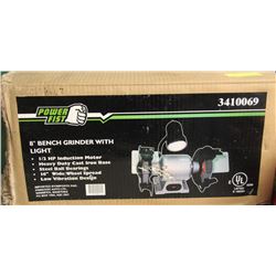 POWERFIST 8" BENCH GRINDER WITH LIGHT