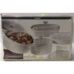 CORNINGWARE FRENCH WHITE 9PC SET