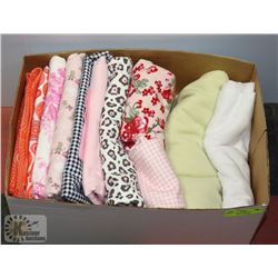 BOX OF VARIOUS SEWING MATERIAL INCL LOTS OF