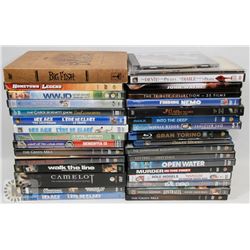 FLAT OF ASSTD DVD'S & BLUE RAY, INCLUDES SOME