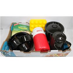 CAMPING LOT: INCLUDES ENAMEL POT, COFFEE POT, CUPS