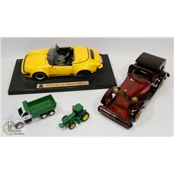 PORSCHE CAR ROADSTER CAR, JOHN DEERE TRACTOR,