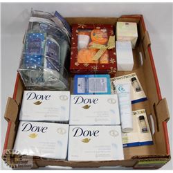 LARGE FLAT OF ASSORTED BATH PRODUCTS