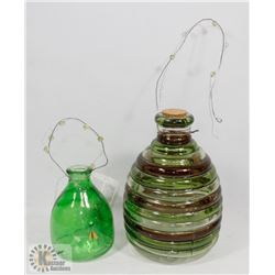 PAIR OF TREE HANGING GLASS BEE & WASP CATCHERS