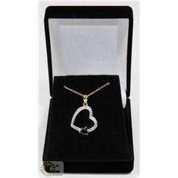 #122-NATURAL BLUE SAPPHIRE & CZ PENDANT NECKLACE