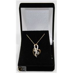 #123-NATURAL BLUE TOPAZ & CZ PENDANT NECKLACE