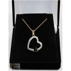 #120-NATURAL BLUE SAPPHIRE & CZ PENDANT NECKLACE