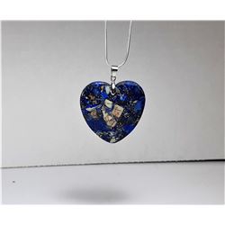16)  ROYAL BLUE SEA SEDIMENT HEART PENDANT